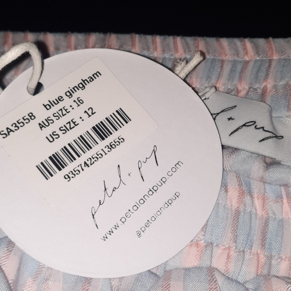 PETAL & PUP Gingham Skirt Faux Wrap Blue Pink Cotton Flowy Maxi 12 L XL - Picture 3 of 5